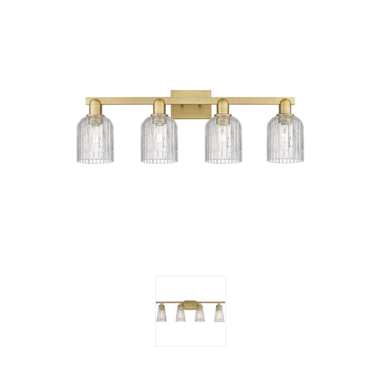Innovations Lighting Bridal Veil 4-Light Brushed Brass and Clear Glass Vanity Light
