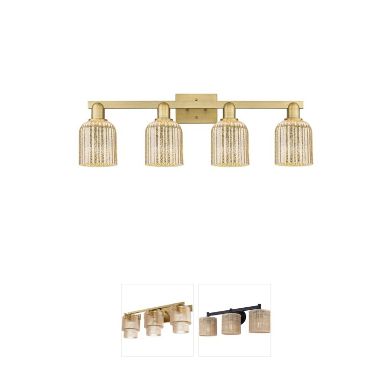 Innovations Lighting Bridal Veil 4-Light Brushed Brass and Mercury Glass Vanity Light