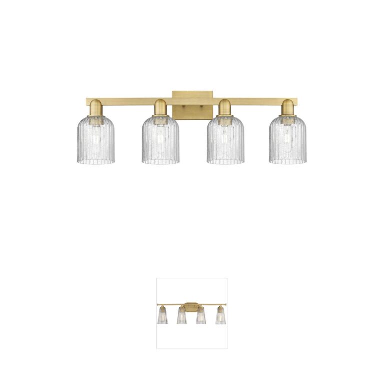 Innovations Lighting Bridal Veil 4-Light 32" Brushed Brass Vanity with Seedy Glass