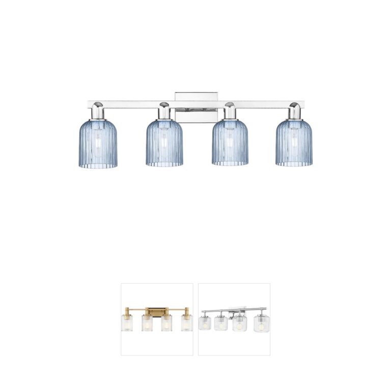 Innovations Lighting Bridal Veil 4-Light Polished Chrome Blue Glass Vanity Light
