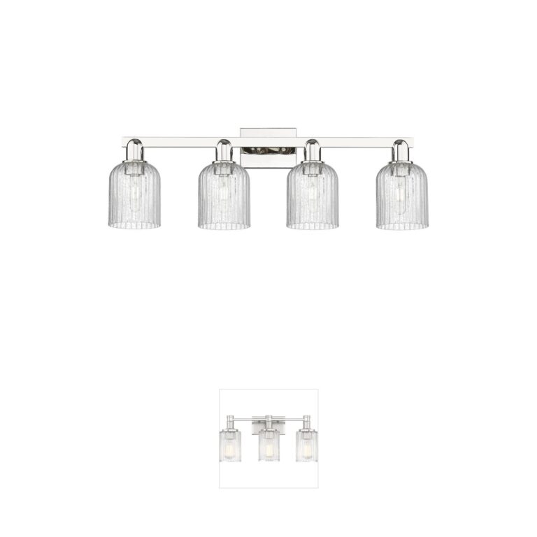 Innovations Lighting Bridal Veil Polished Nickel 4-Light Vanity with Seedy Glass