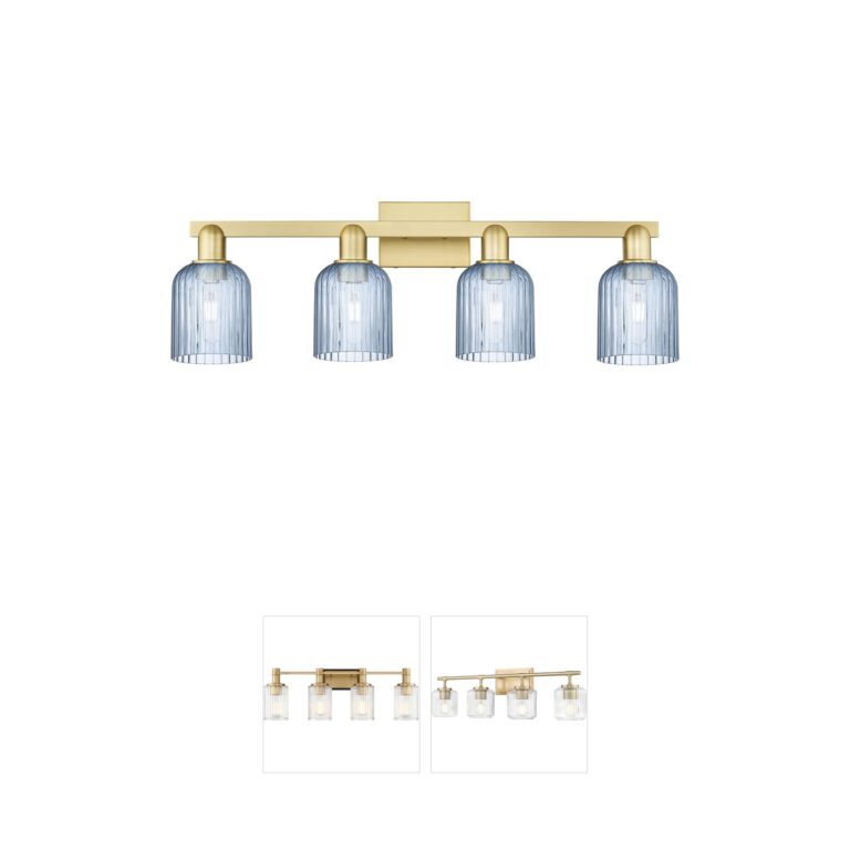 Innovations Lighting Bridal Veil Blue Glass 4-Light Bath Vanity