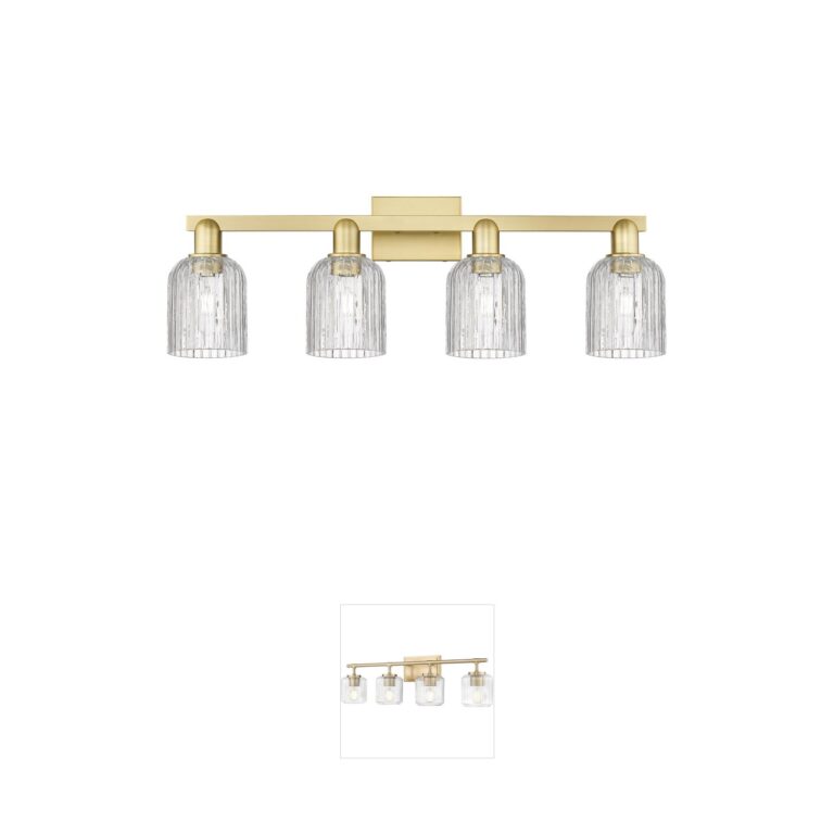 Innovations Lighting Bridal Veil 4-Light Satin Gold Vanity with Clear Hand-Blown Glass