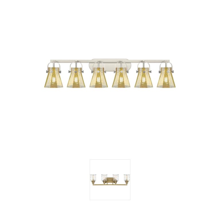Innovations Lighting Pilaster II Cone 6-Light Mercury Glass Vanity in Satin Nickel