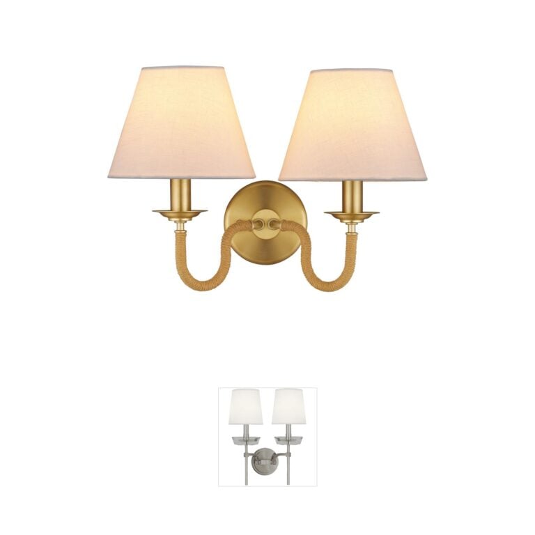 Currey & Company Adala Natural Rope and Brushed Brass 2-Light Wall Sconce