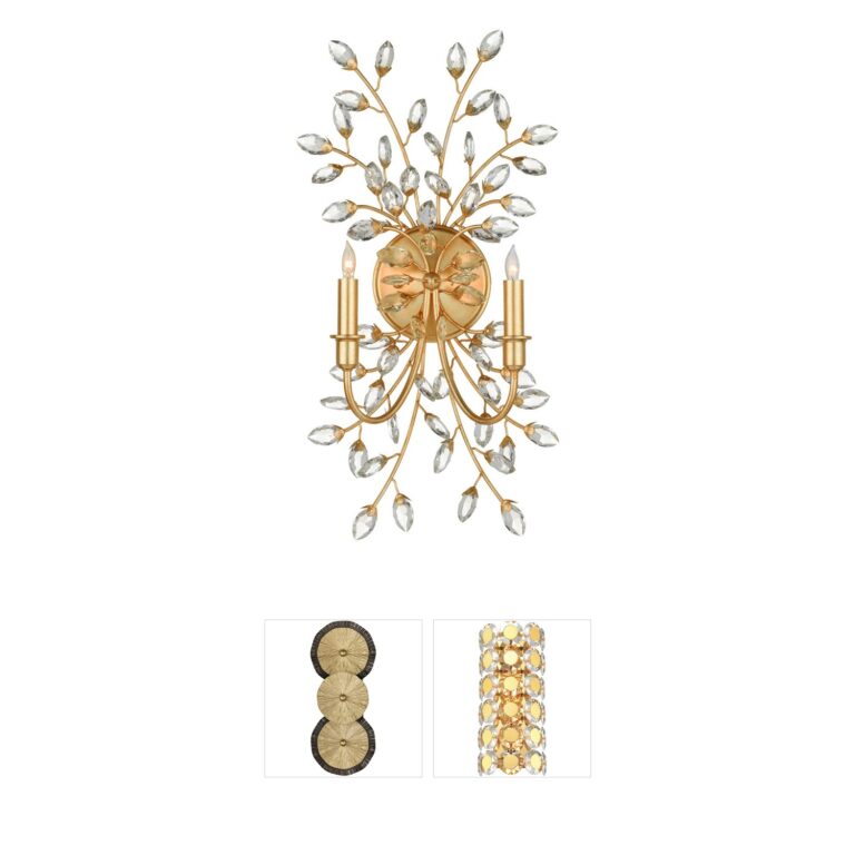 Currey & Company Forget-Me-Not Crystal and Chinois Gold Leaf Wall Sconce