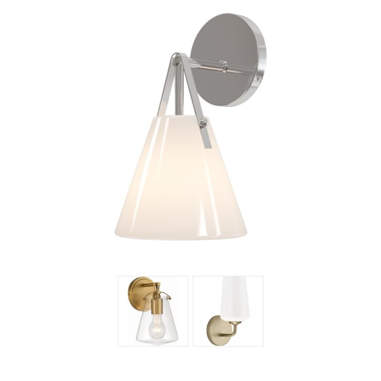 Currey & Company Bronwen Polished Nickel and Opaque White Glass Wall Sconce