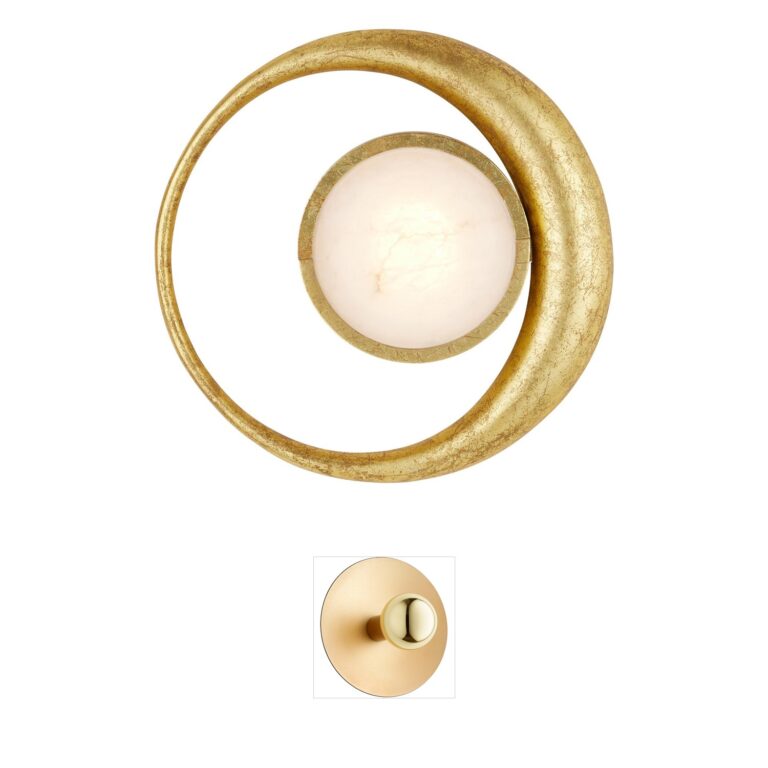 Currey & Company Muluk Gold Leaf and White Marble LED Wall Sconce