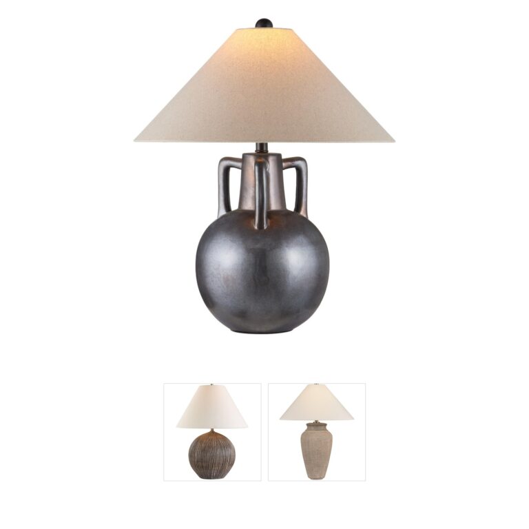 Currey & Company Autry Iridescent Gray Ceramic Table Lamp