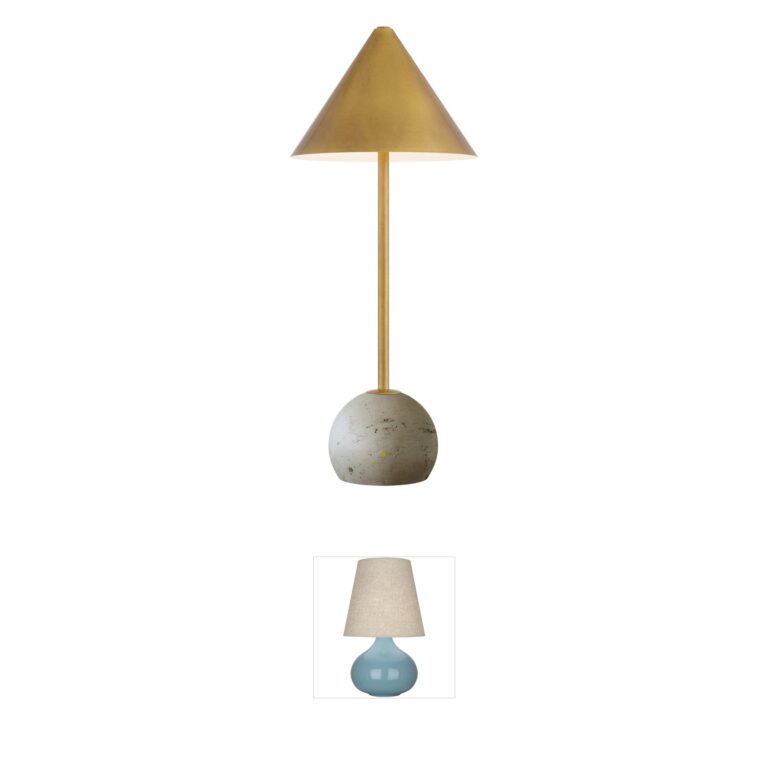 Currey & Company Journey Natural Travertine and Antique Brass Cordless Table Lamp