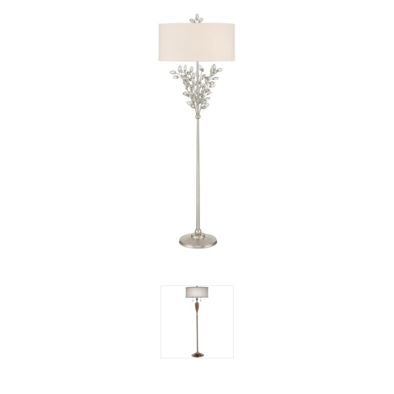 Currey & Company Forget-Me-Not Crystal and Silver Leaf Floor Lamp