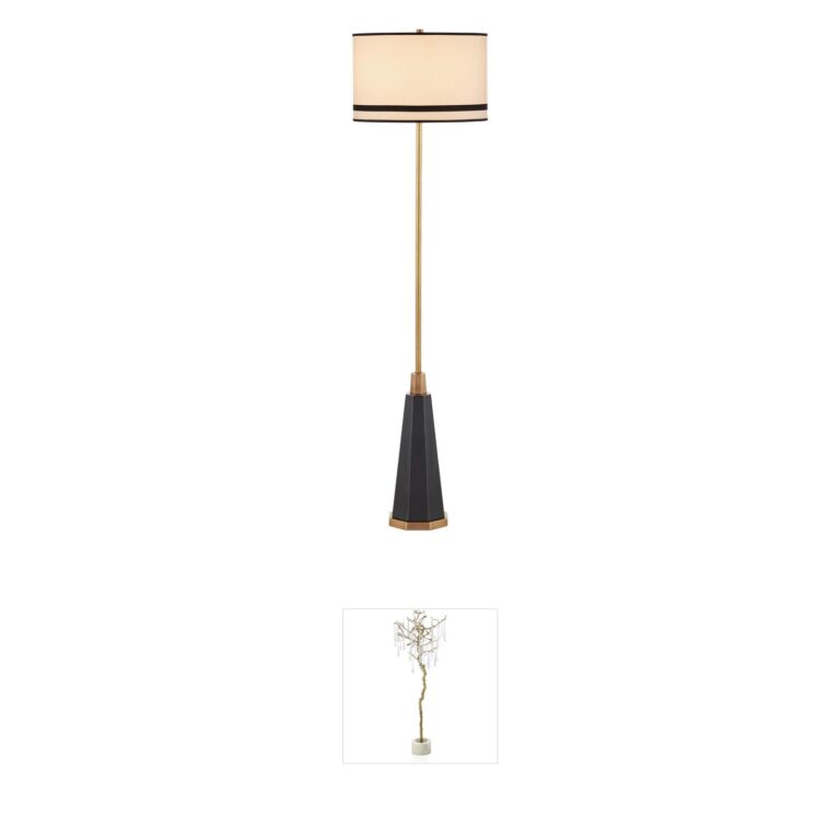Currey & Company Gieves Stone and Brass Floor Lamp