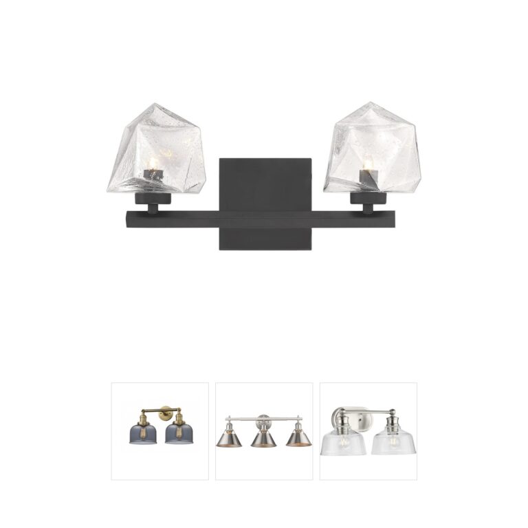 Savoy House Castello 2-Light Matte Black Seeded Glass Vanity Light