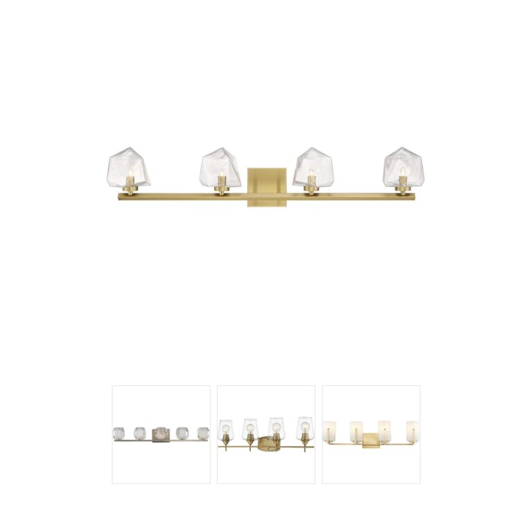 Savoy House Castello 4-Light Warm Brass Vanity with Clear Seeded Glass