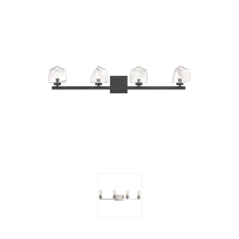 Savoy House Lighting Castello 4-Light Matte Black Vanity with Clear Seeded Glass