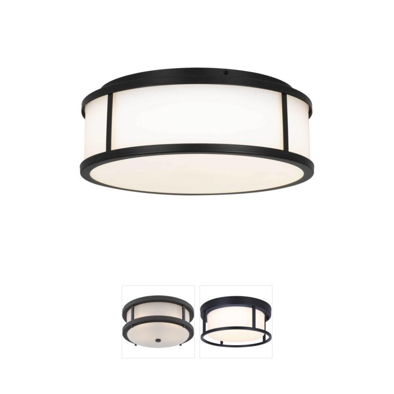 Alteck Lighting Panel Round Etched Glass Outdoor Flush Mount