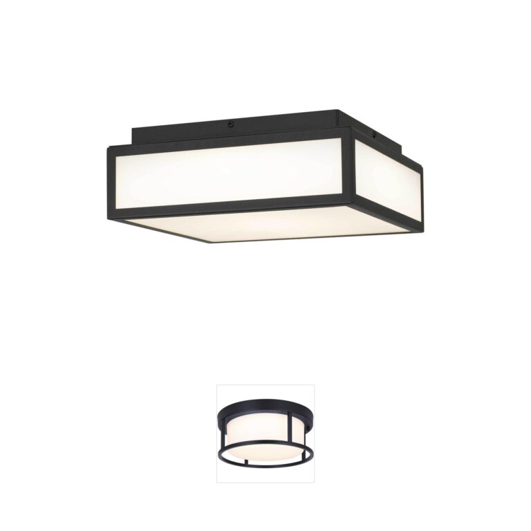 Alteck Lighting Panel Square Etched Glass Outdoor LED Flush Mount