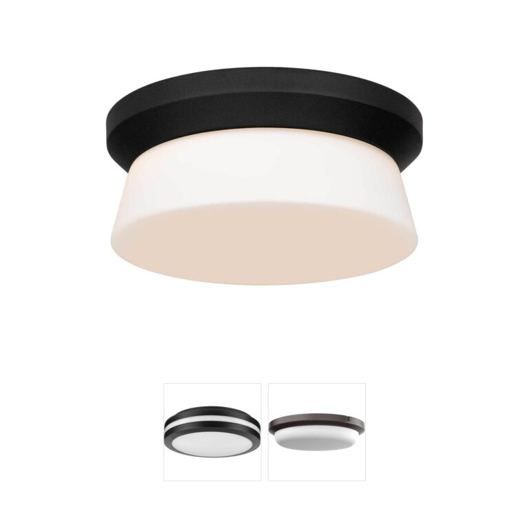 Alteck Lighting Skirt Collection Outdoor LED Flush Mount with Etched Opal Glass