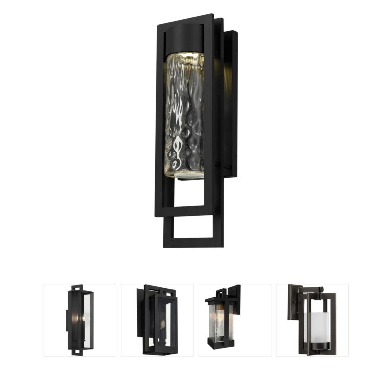 Alteck Lighting 2 Step Sand Black Integrated LED Outdoor Sconce with Clear Hammered Glass