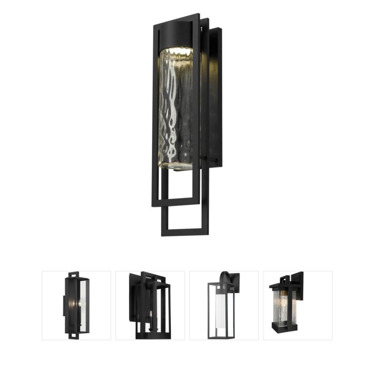 Alteck Lighting 2 Step Integrated LED Outdoor Wall Sconce with Clear Hammered Glass