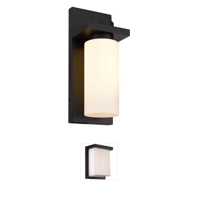 Alteck Lighting Kast Dark Bronze Outdoor Wall Sconce with Etched Opal Glass