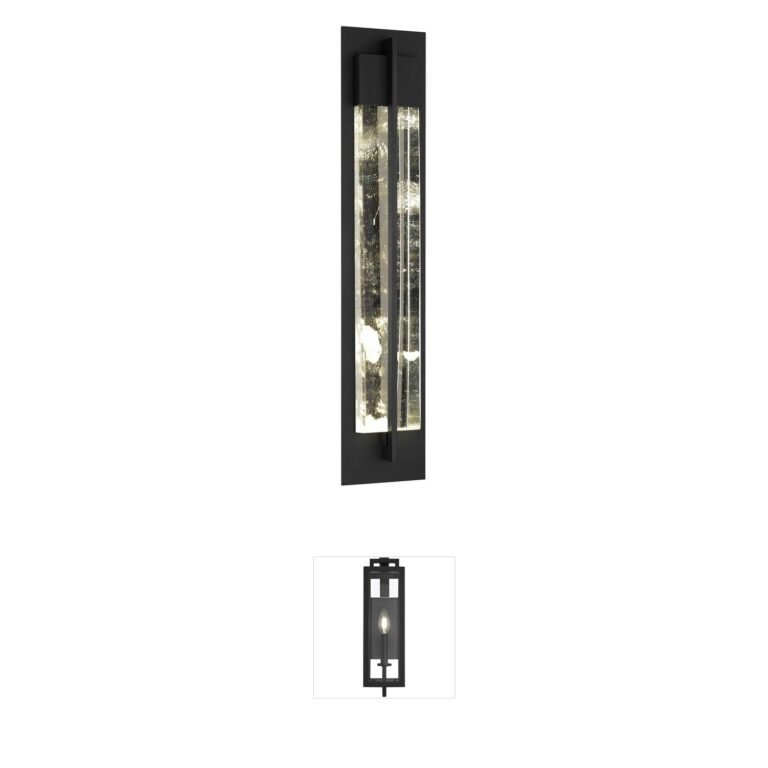 Alteck Lighting Rivera 32" Sand Black Cloudy Crystal Outdoor 3-CCT LED Wall Sconce