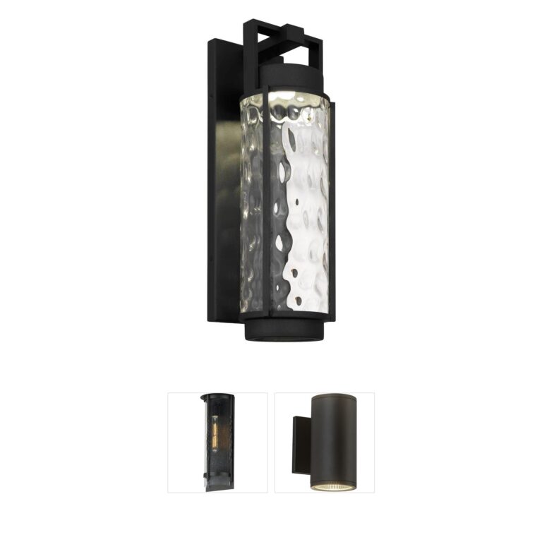 Alteck Lighting Winston Clear Hammered Glass Outdoor Wall Sconce