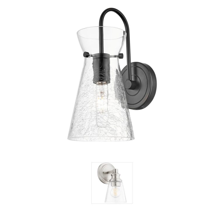 Innovations Lighting Nicole Matte Black Sconce with Graduated Crackled Glass