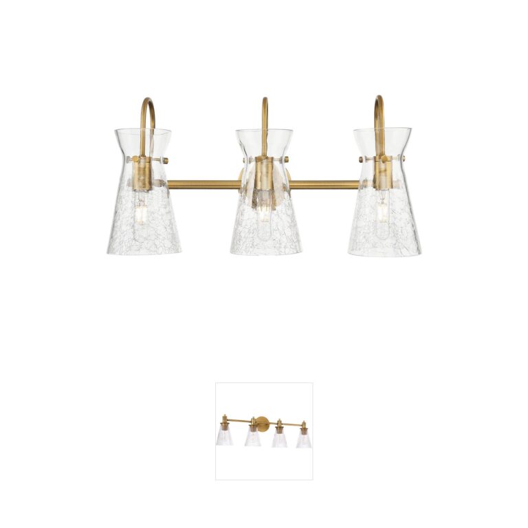 Innovations Lighting Nicole 3-Light Brushed Brass Vanity with Crackled Glass