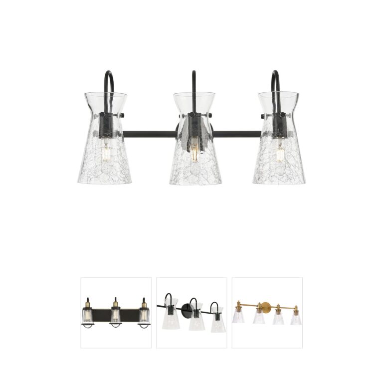 Innovations Lighting Nicole 3-Light Matte Black Vanity with Crackled Glass