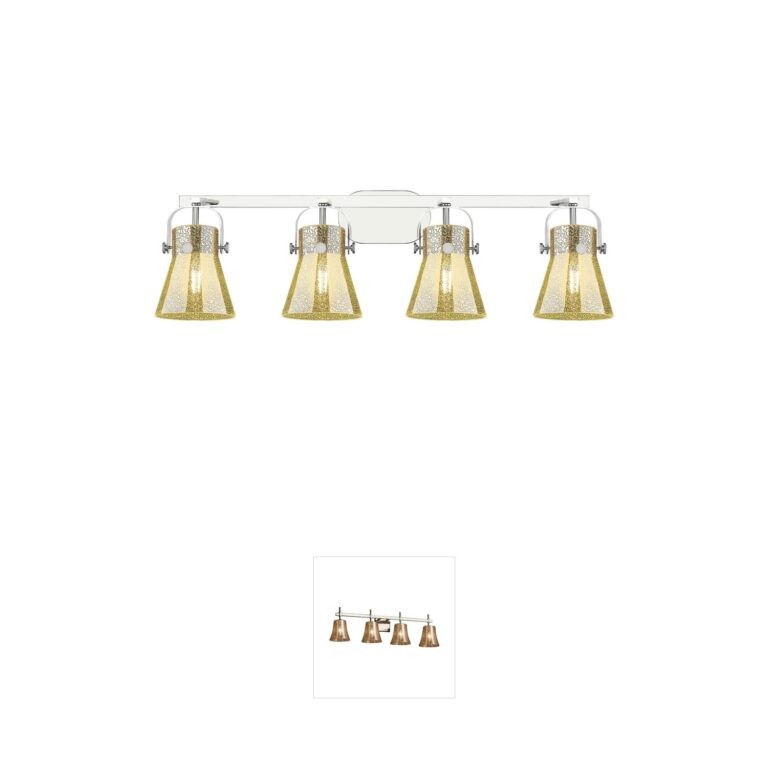 Innovations Lighting Pilaster II Cone Polished Chrome Mercury Glass 4-Light Vanity Light