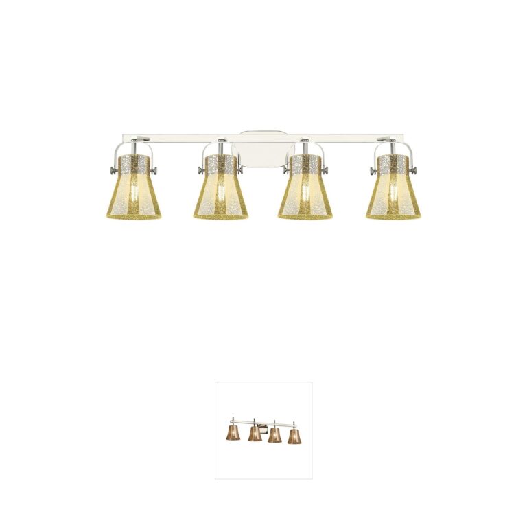 Innovations Lighting Pilaster II Cone Polished Nickel Mercury Glass 4-Light Vanity