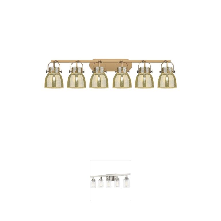 Innovations Lighting Pilaster II Bell 6-Light Brushed Brass Vanity with Mercury Glass Shades