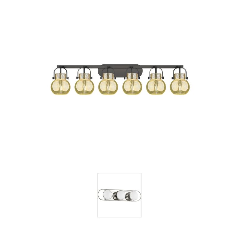 Innovations Lighting Pilaster II Sphere Matte Black Mercury Glass 6-Light Vanity