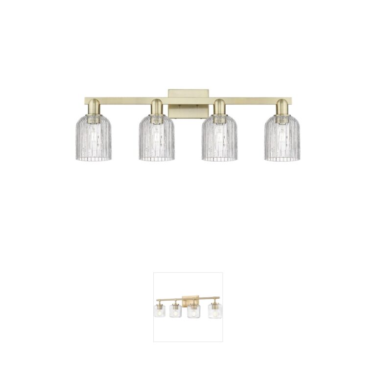 Innovations Lighting Bridal Veil 4-Light Antique Brass Vanity Light with Clear Glass