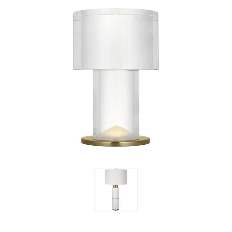 Visual Comfort Modern Sean Lavin Beryl 13in Crystal Table Lamp in Antique Brass