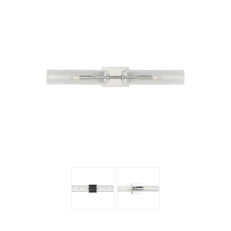 Visual Comfort Modern Sean Lavin Leano Polished Nickel Ribbed Glass Bath Vanity Light