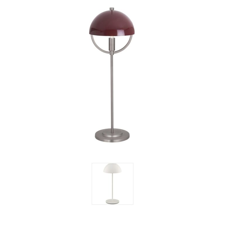 Robert Abbey Mavisten Edition Copernica Pewter Table Lamp with Oxblood Shade