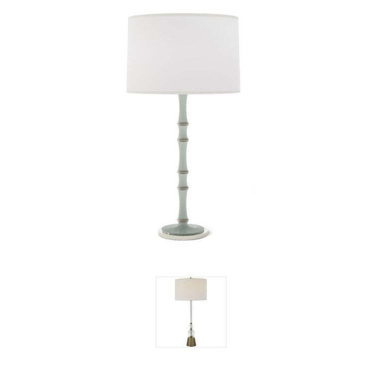 Robert Abbey Kane Celadon and Polished Nickel Candlestick Table Lamp