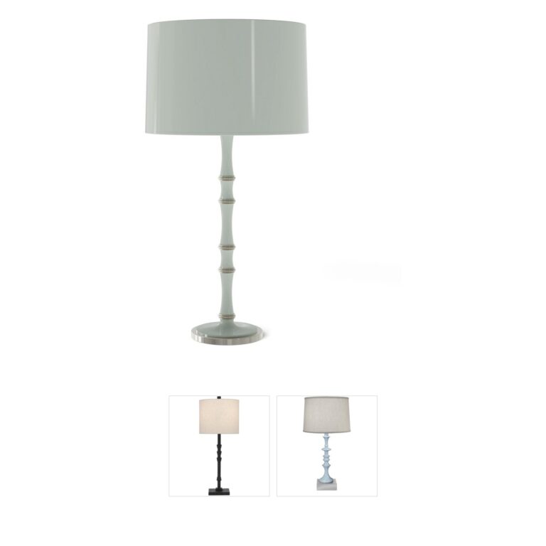 Robert Abbey Kane Celadon and Polished Nickel Candlestick Table Lamp