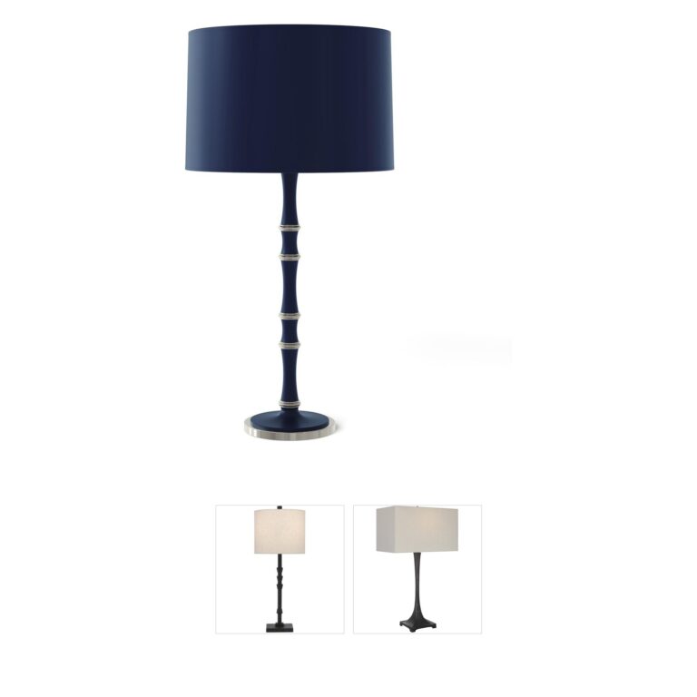 Robert Abbey Kane Matte Midnight Blue and Polished Nickel Table Lamp
