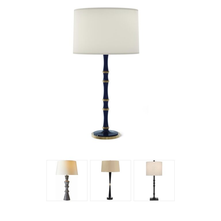 Robert Abbey Kane Candlestick Table Lamp - Midnight Blue & Brass