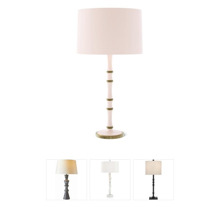 Robert Abbey Kane Candlestick Table Lamp with Rose Water Shade