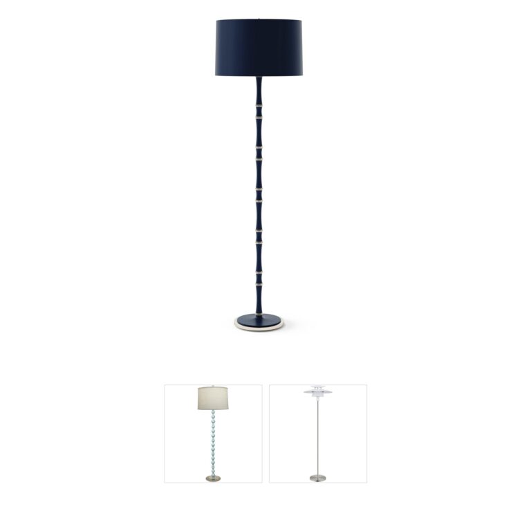 Robert Abbey Kane Candlestick Floor Lamp with Matte Midnight Blue Shade