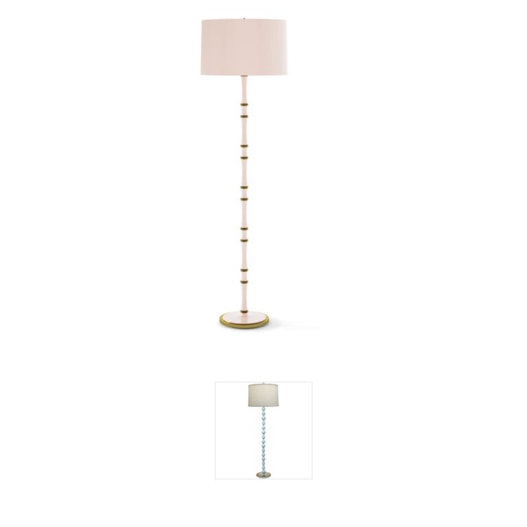 Robert Abbey Kane Candlestick Floor Lamp with Rose Water Shade