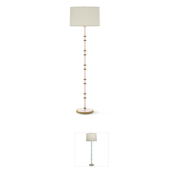Robert Abbey Kane Rose Water & Modern Brass Candlestick Floor Lamp