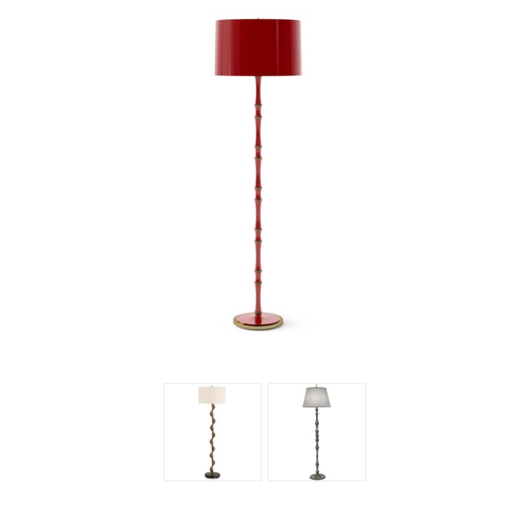 Robert Abbey Kane 64.5" Ruby Red and Modern Brass Floor Lamp