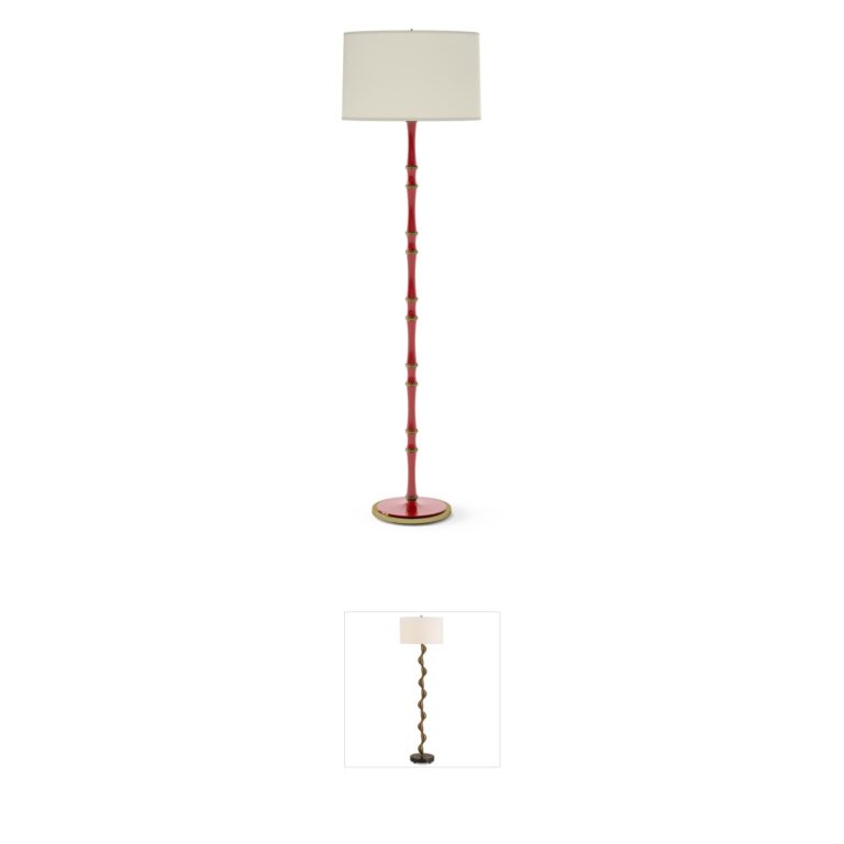 Robert Abbey Kane Ruby Red and Modern Brass Floor Lamp