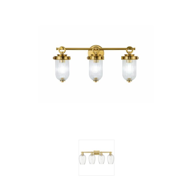 Artcraft Myla Vintage Brass 3-Light Ribbed Glass Vanity Light