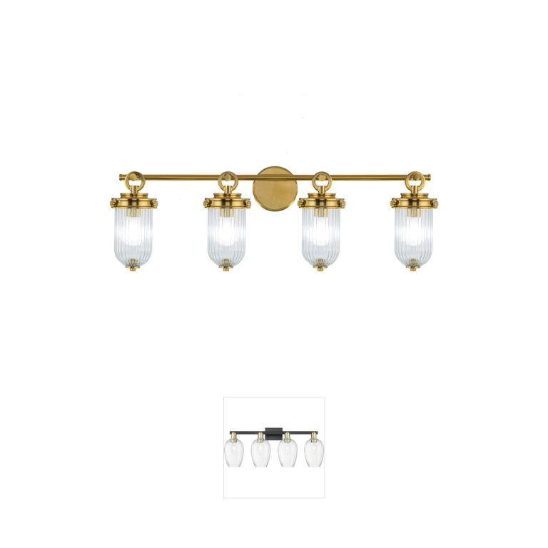 Artcraft Lighting Myla 4-Light Vintage Brass Vanity with Ribbed Glass